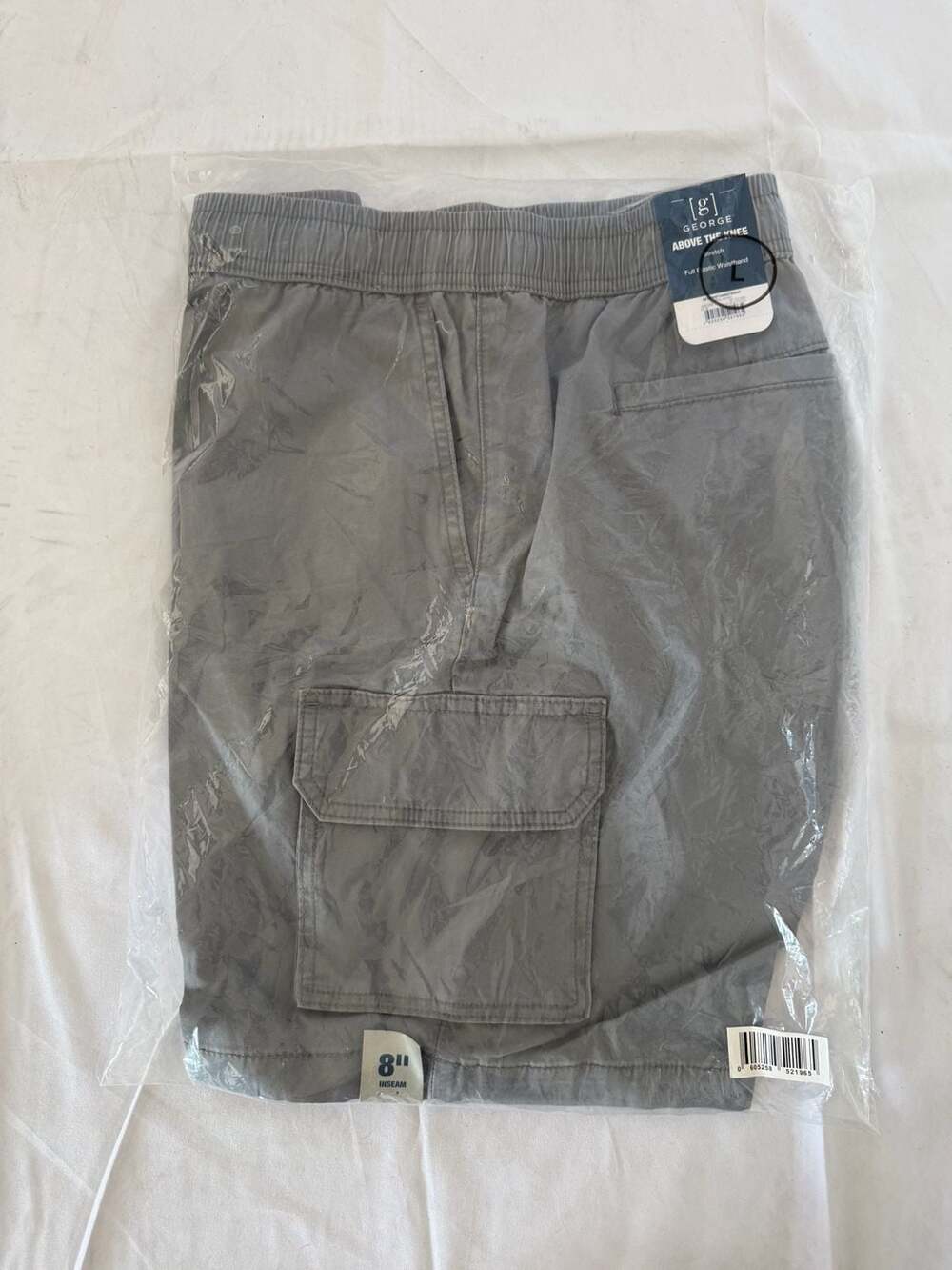 George Men's Pull On Stretch Cargo Shorts, 8 Inch Inseam